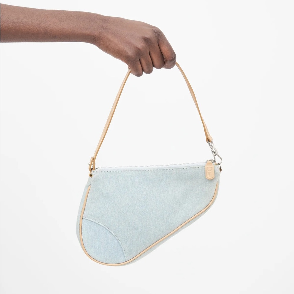 Dior Light Blue Saddle Denim Mini Shoulder Bag